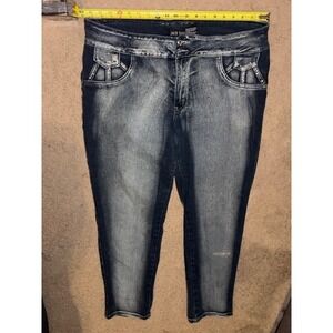 Jack David Women Plus Size 20 Dark Wash Embroidered Rhinestone Jeans T01-24